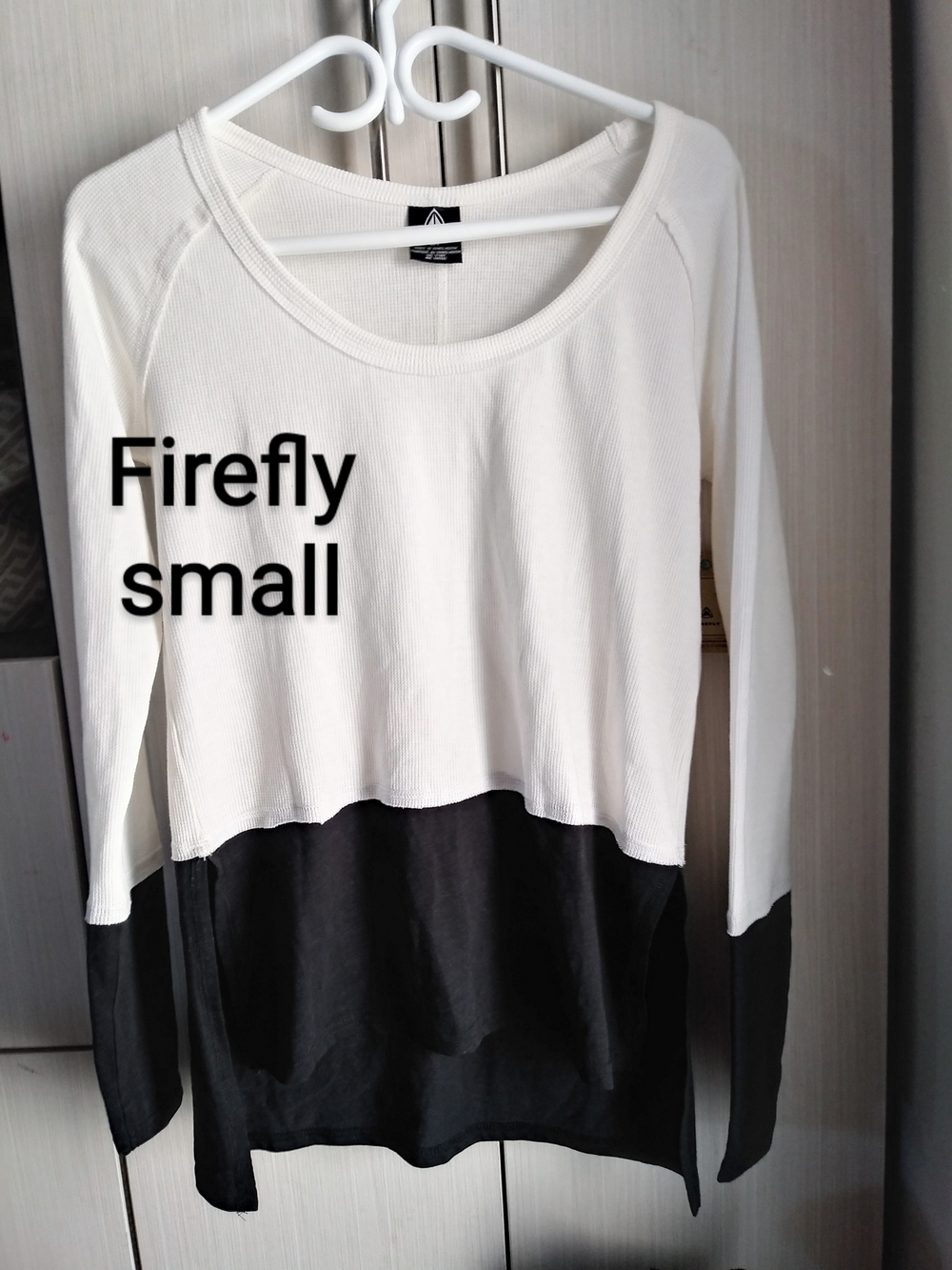 Firefly Small Waffle-knit Long-Sleeve Top in White and Black